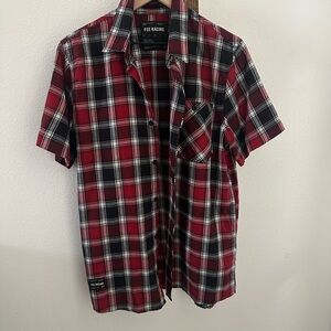 Fox Men's Red and Black Plaid Button Down Shirt